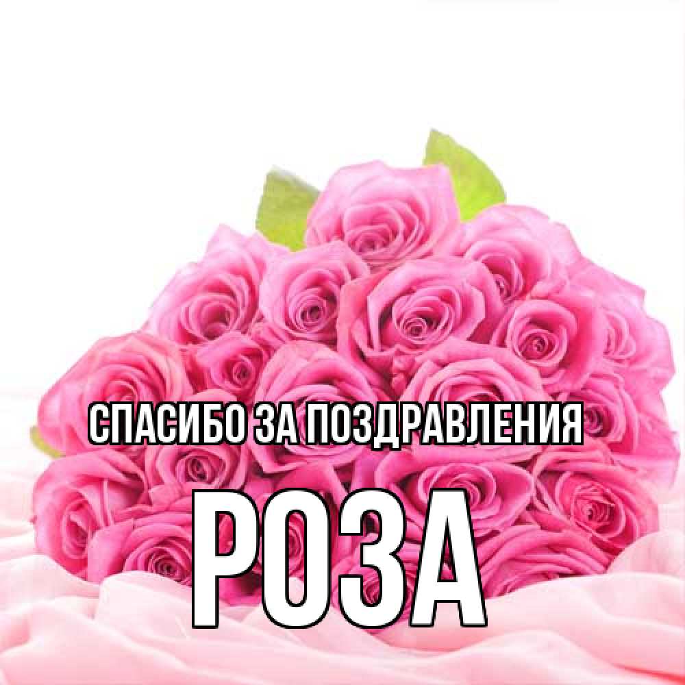 Открытка  с именем. Роза, Спасибо за поздравления  