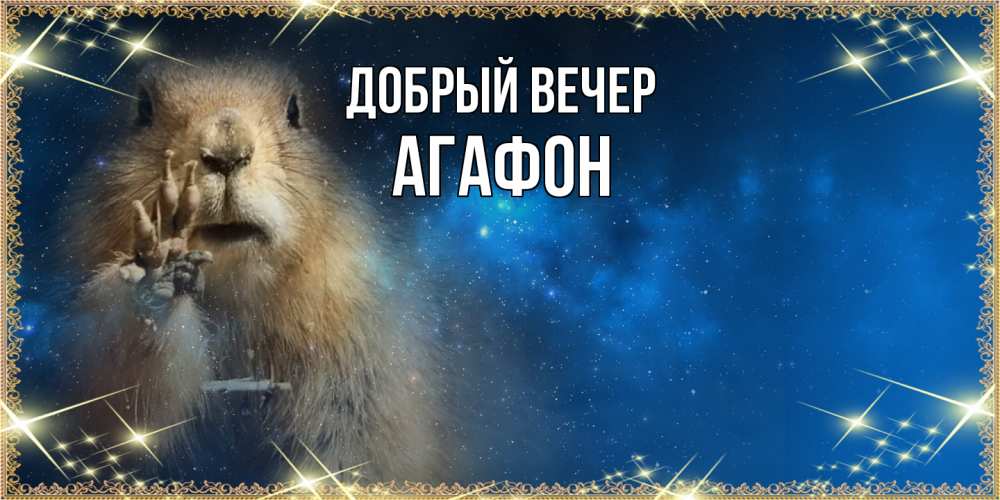 Открытка  с именем. Агафон, Добрый вечер  